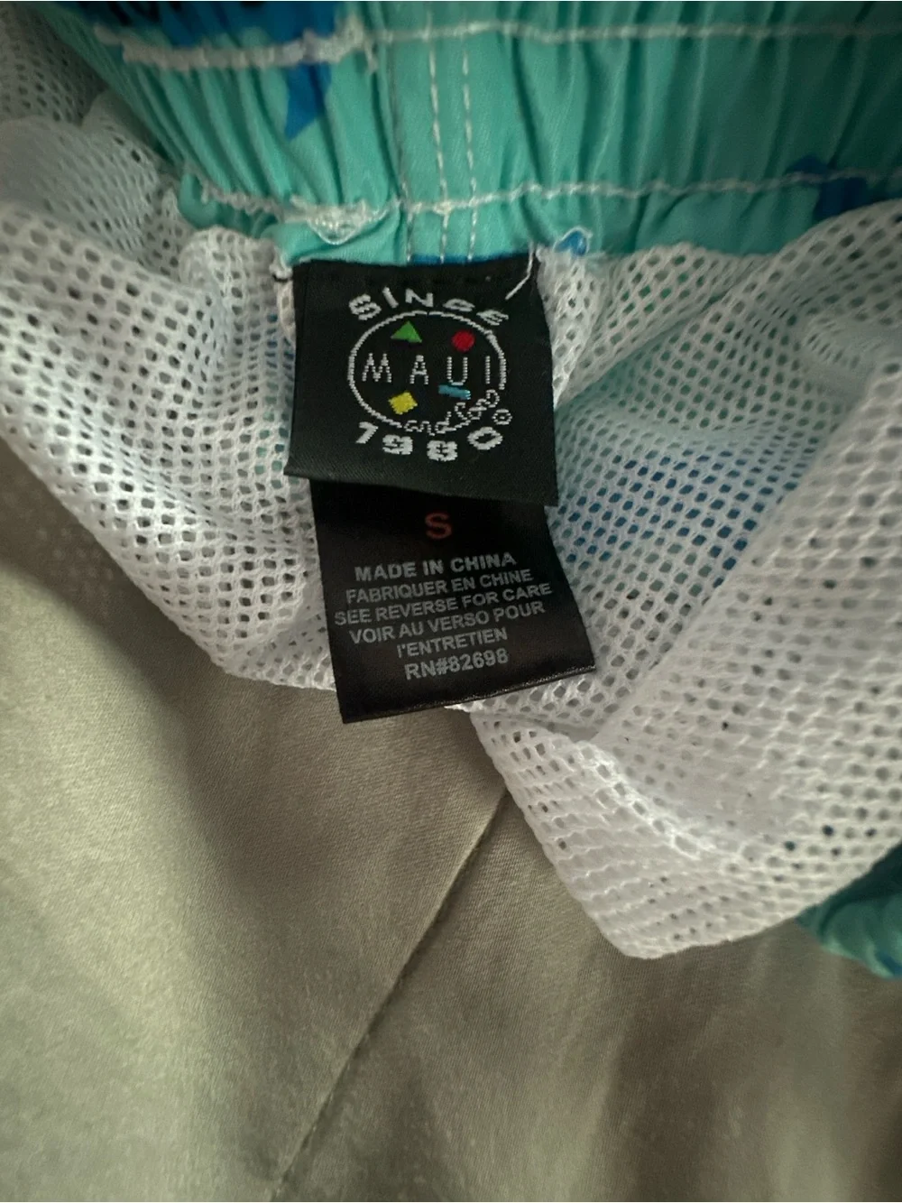 Maui and Sons Turquoise Swim Trunks with Blue Shark Print Size Small